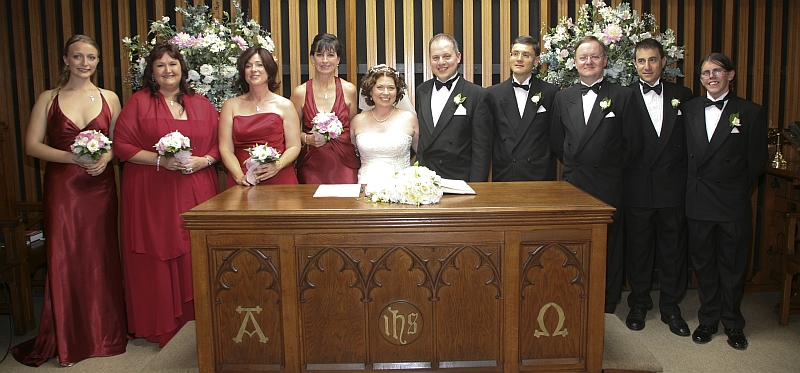 The bridal party after the signing of the register.
