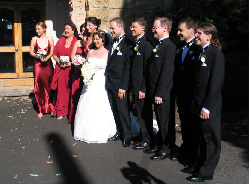 The bridal party outside the church.